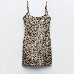 ZARA Faux leather snake skin dress size large NWT
